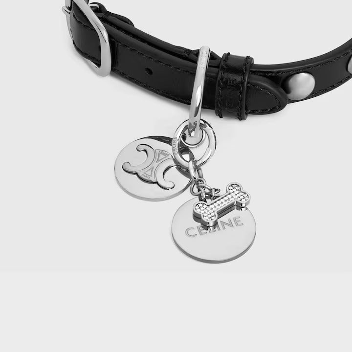 MAISON CELINE 寵物配飾 黃銅骨頭水晶牌狗牌