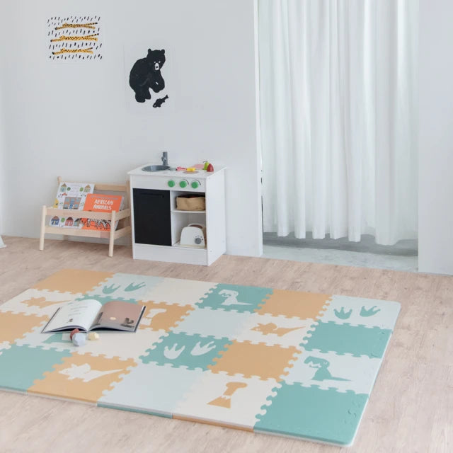 叢林恐龍套組2包32片／30x30x2cm巧拼地墊／恐龍拼圖1片(爬行墊／拼接／遊戲地墊)