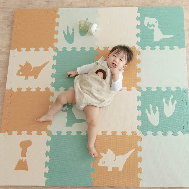 叢林恐龍套組2包32片／30x30x2cm巧拼地墊／恐龍拼圖1片(爬行墊／拼接／遊戲地墊)