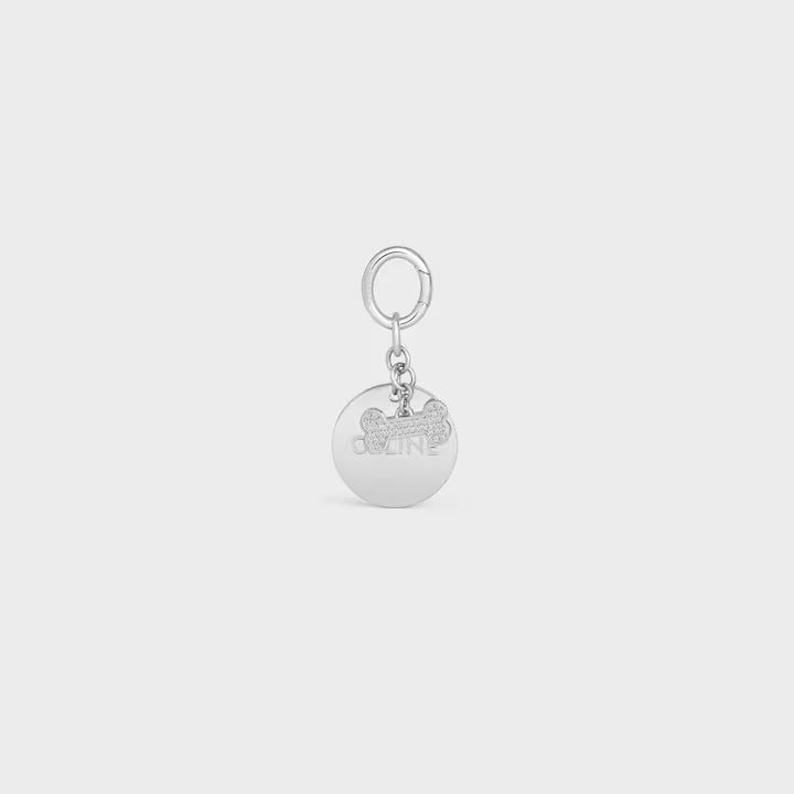 MAISON CELINE 寵物配飾 黃銅骨頭水晶牌狗牌